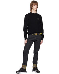 VERSACE JEANS COUTURE Black Yellow Logo Belt