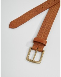 Asos Brand Leather Belt With Emboss