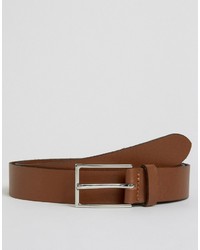 Asos Brand Smart Leather Belt In Tan