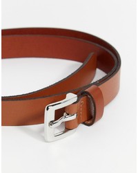 Asos Brand Smart Super Skinny Leather Belt In Tan