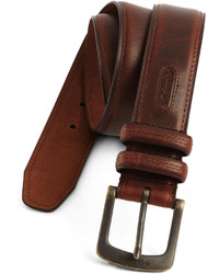 Columbia Brown Leather Belt Wcontrast Stitching Big Tall