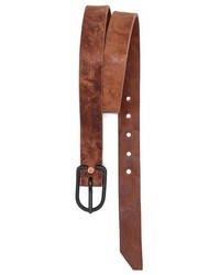 Cause And Effect Pounded Leather Belt With Black Buckle