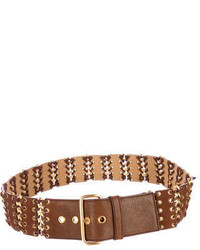 Prada Chain Link Embellished Leather Belt