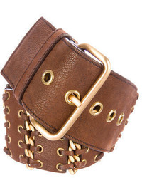 Prada Chain Link Embellished Leather Belt