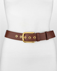 Prada Classic Daino Leather Belt Brown