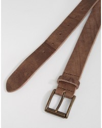 Asos Leather Belt With Brown Vintage Finish