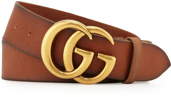 Gucci Brown Leather Double G Buckle Belt 90CM Gucci