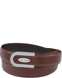 Stacy Adams Leather Belt With U Shaped Plaque Buckle
