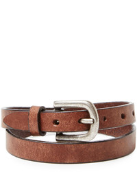 Leather Buckle Double Wrap Cuff