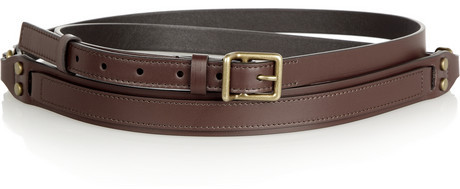 double wrap brown leather belt