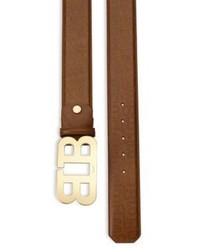 Bally Mirror B Cigar Stamped Leather Belt