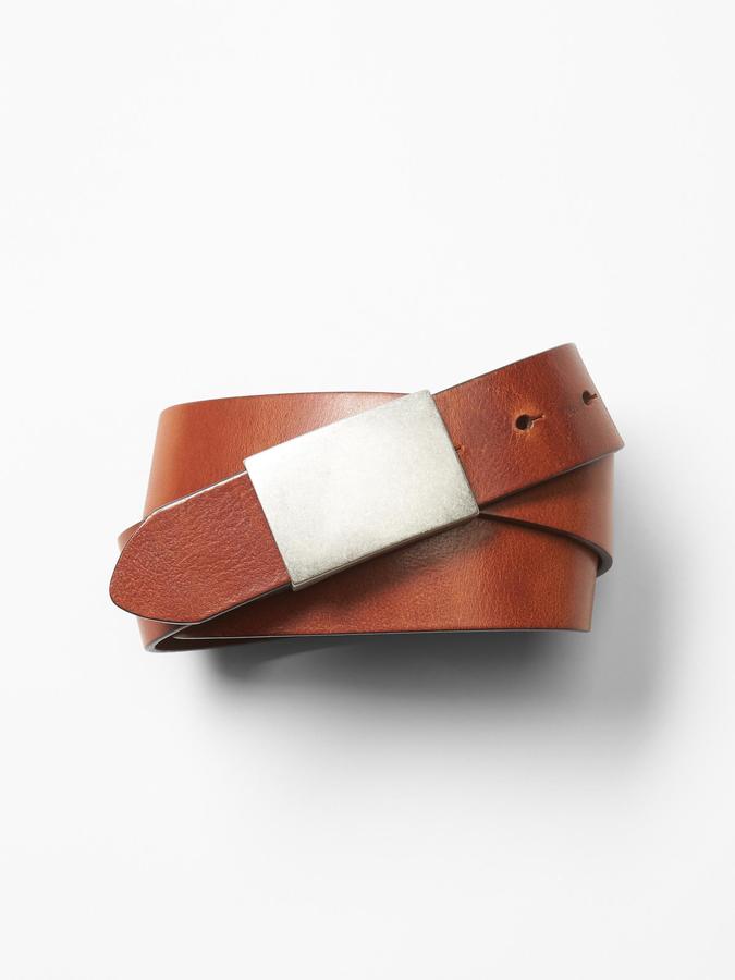 Gap Silver Plaque Leather Belt, $34 | Gap | Lookastic