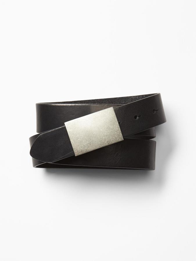 Gap Silver Plaque Leather Belt, $34 | Gap | Lookastic