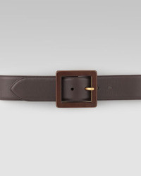 Gucci Square Buckle Leather Belt Brown