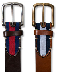 Tommy Hilfiger Striped Tab Leather Belt