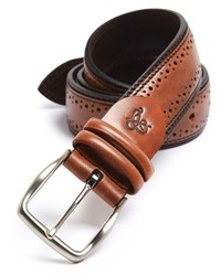 Canali Vitello Brogue Leather Belt