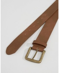 Asos Wide Belt In Brown Faux Leather