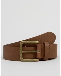 Asos Wide Belt In Brown Faux Leather