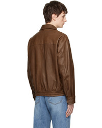 Dunst Brown Two Way Zip Leather Jacket