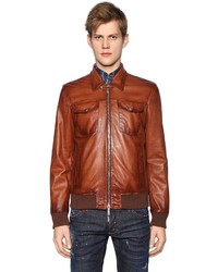 DSQUARED2 Faded Leather Biker Jacket