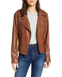 French Connection Quilted Back Faux Leather Moto Jacket