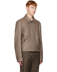 Wooyoungmi Taupe Spread Collar Leather Jacket