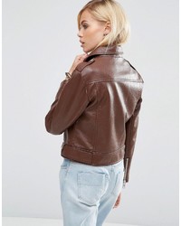 Asos Textured Leather Look Biker Jacket