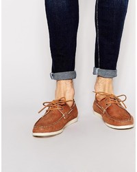 Asos Brand Boat Shoes In Washed Leather