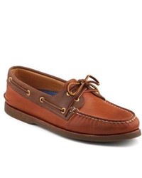 Sperry Topsider Shoes Gold Cup Authentic Original 2 Eye Boat Shoe Orange Brown Navy Leather