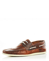 River Island Tan Brown Leather Boat Shoes