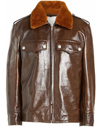 Calvin Klein 205w39nyc Leather Jacket With Shearling Collar