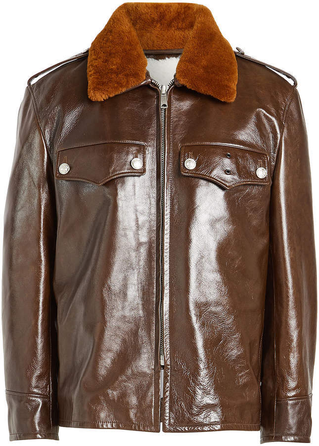 Calvin Klein 205w39nyc Leather Jacket With Shearling Collar, $1,631 |   | Lookastic