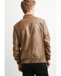 21men 21 Faux Leather Snap Collar Jacket
