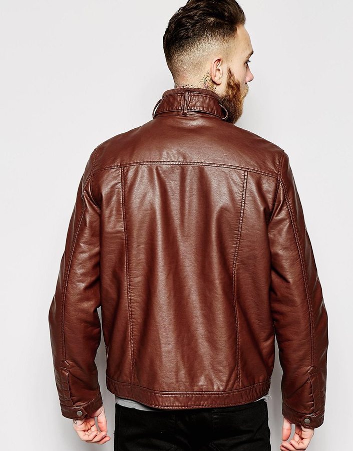 ASOS Faux-Leather Bomber Jacket in Metallic for Men