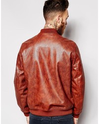 Asos Brand Faux Leather Bomber Jacket