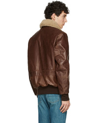Schott Brown Buffalo Leather Bomber Jacket