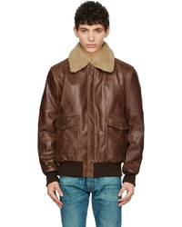 Schott Brown Buffalo Leather Bomber Jacket