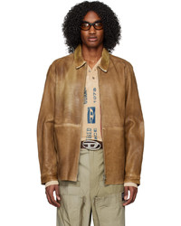 Diesel Brown L Clime Leather Jacket