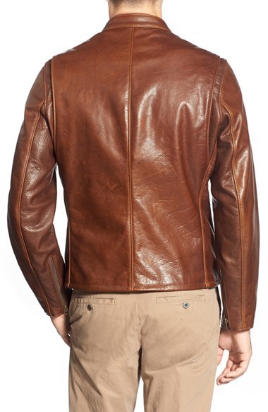 Schott NYC Cafe Racer Oil Tanned Cowhide Leather Moto Jacket, $830