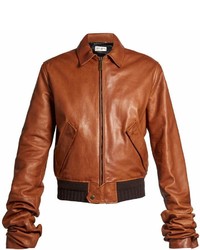 Saint Laurent Extra Long Sleeves Leather Bomber Jacket