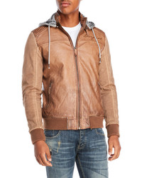 Desigual Faux Leather Hooded Bomber Jacket