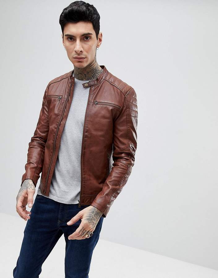 forum test Ben depressief Goosecraft Leather Biker Jacket In Brown, $391 | Asos | Lookastic