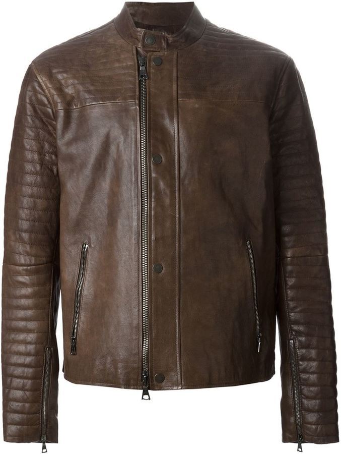 John Varvatos Ribbed Sleeve Biker Jacket, $2,183 | farfetch.com | Lookastic