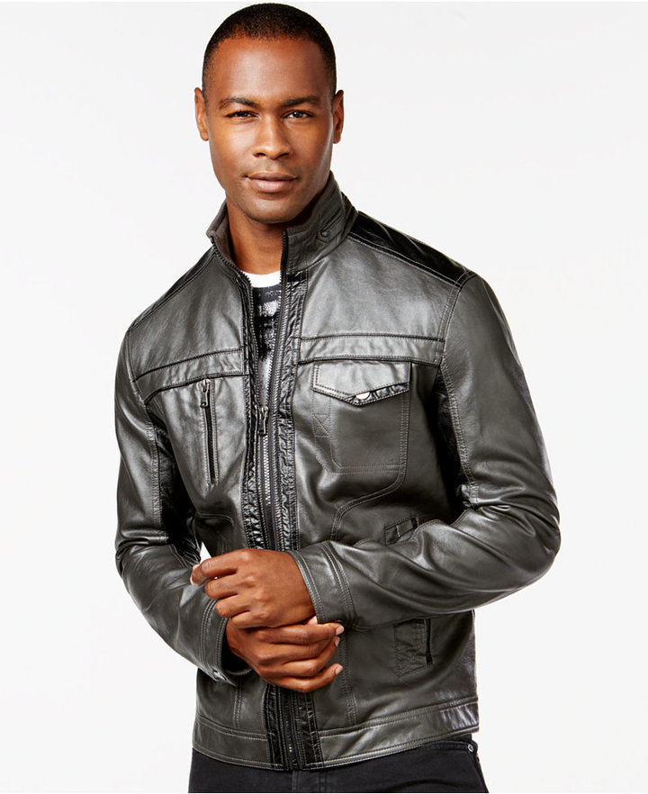 INC International Concepts Jones Two Tone Faux Leather Jacket Only At ...