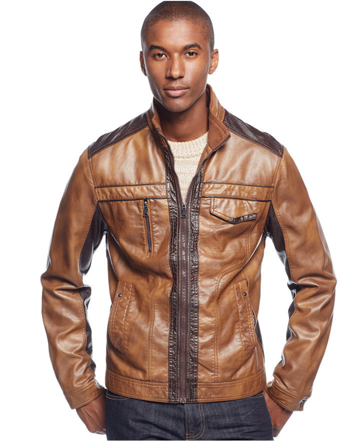 INC International Concepts Jones Two Tone Faux Leather Jacket Only At ...
