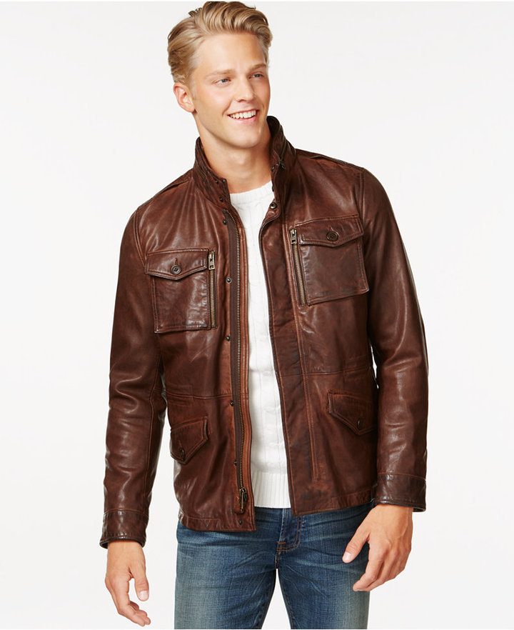Tommy Leather Four Field Jacket, $695 | Macy's | Lookastic