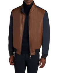 Bugatchi Leather Front Reversible Water Repellent Nylon Jacket