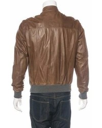 Brunello Cucinelli Leather Zip Up Jacket W Tags