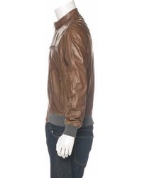Brunello Cucinelli Leather Zip Up Jacket W Tags