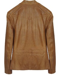 Forzieri Light Brown Leather Motorcycle Jacket